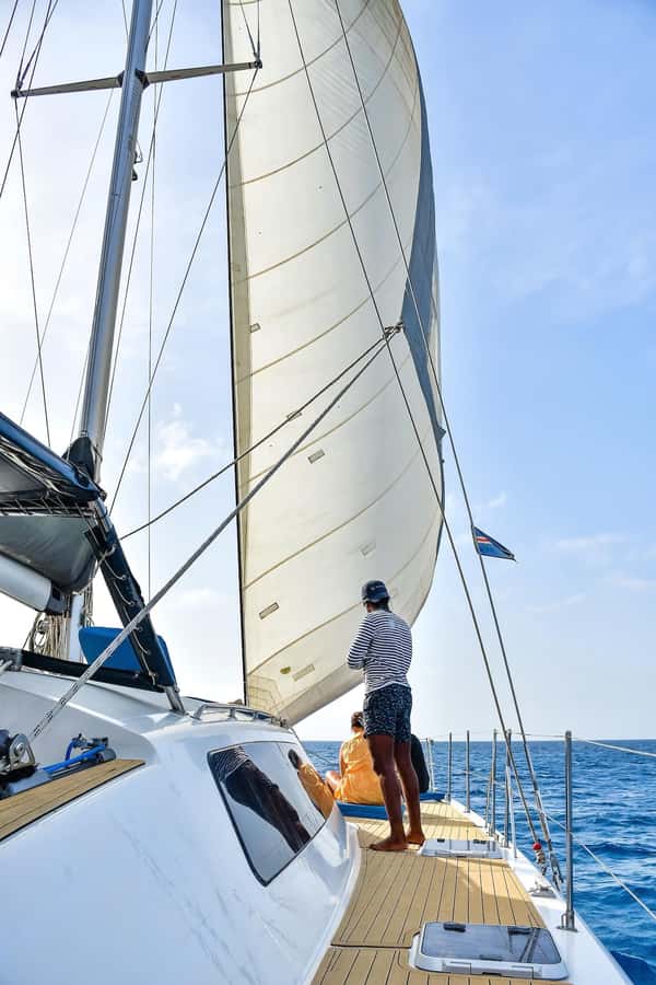3-hour Catamaran Adventure on the waters of Sal Island - The short swimming and snorkeling stop
