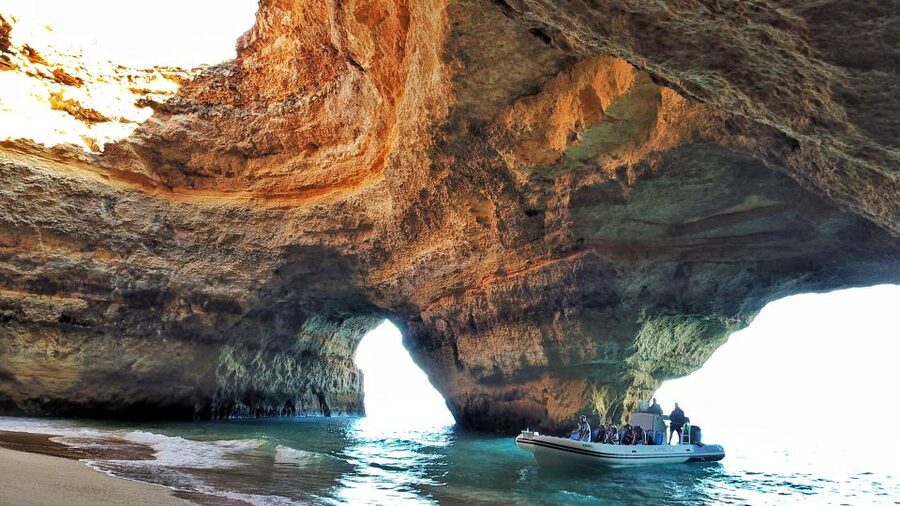 Albufeira: Benagil Cave and Dolphin Sightseeing Boat Cruise - Senhora da Rocha and the first caves