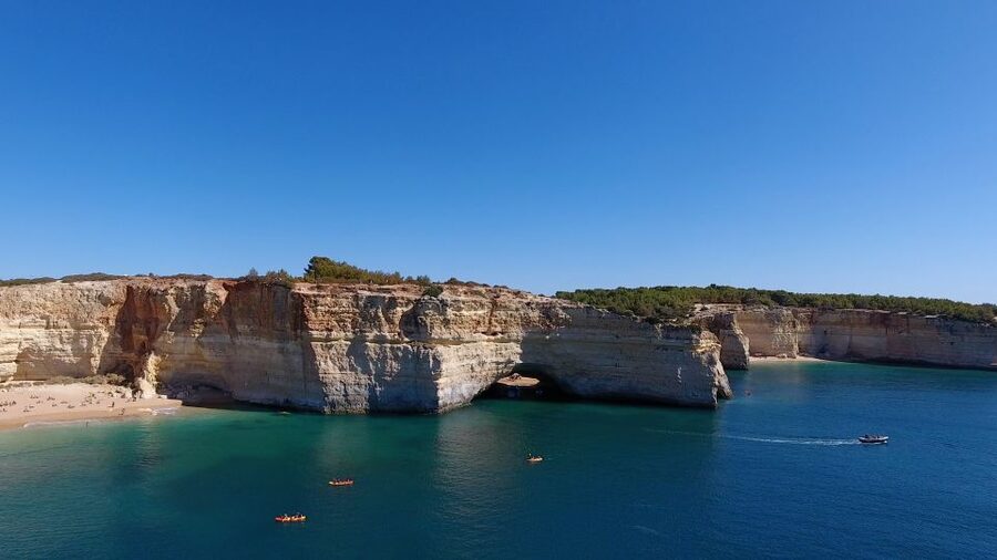 Albufeira: Coastline and Benagil Caves Tour by Catamaran - Albandeira’s natural arch and Praia da Marinha