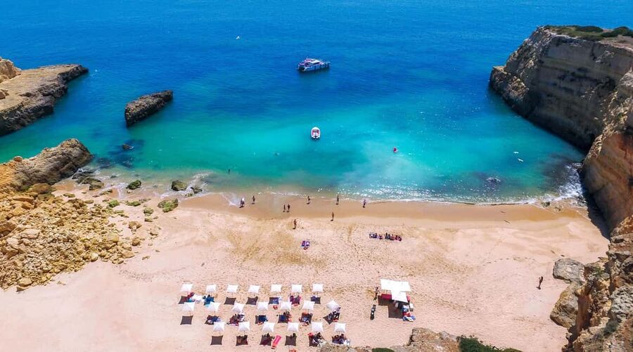Albufeira: Sightseeing Cruise with Beach BBQ and Open Bar - Algarve caves and cliffs from the water
