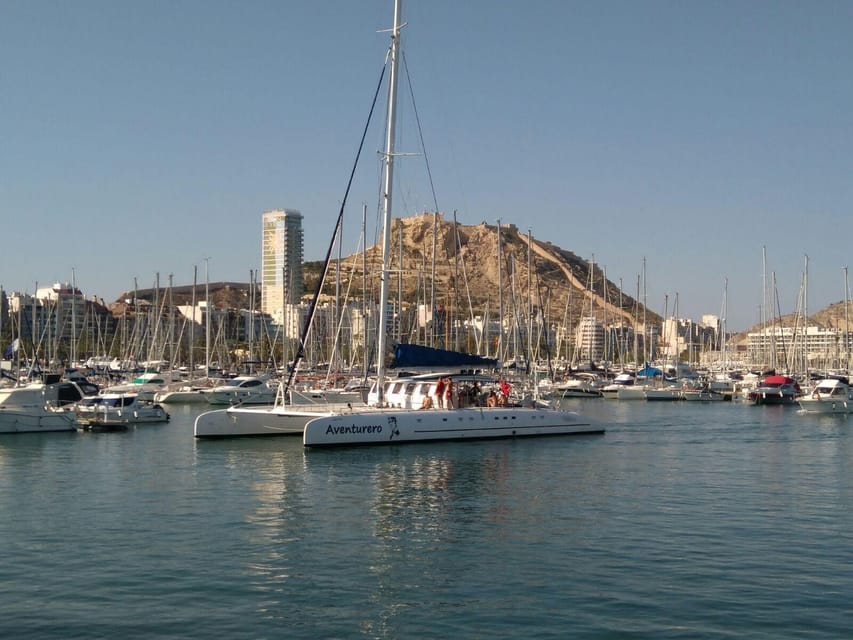 Alicante: 2-Hour Late Afternoon Catamaran Cruise - Leaving Alicante port for Albufereta and Cabo de la Huerta