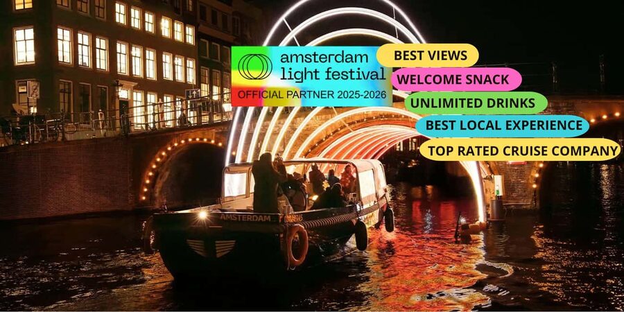 Amsterdam: Light Festival Boat+Unlimit.Drinks & Snack Option - Starting beside Amsterdam Central Station