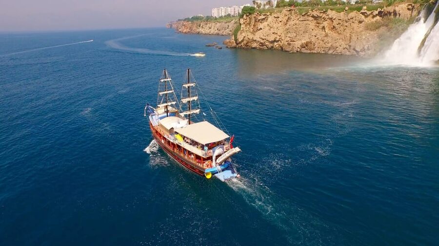 Antalya: Beach & Waterfalls Boat Trip w/ Lunch & Soft Drinks - Karpuzkaldiran Waterfall from the boat