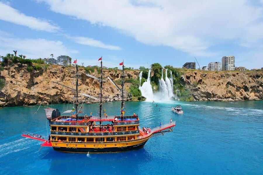 Antalya: Lara Pirate Boat Day Trip w/ Lunch & Soft Drink - The Waterfall Speedboat Option