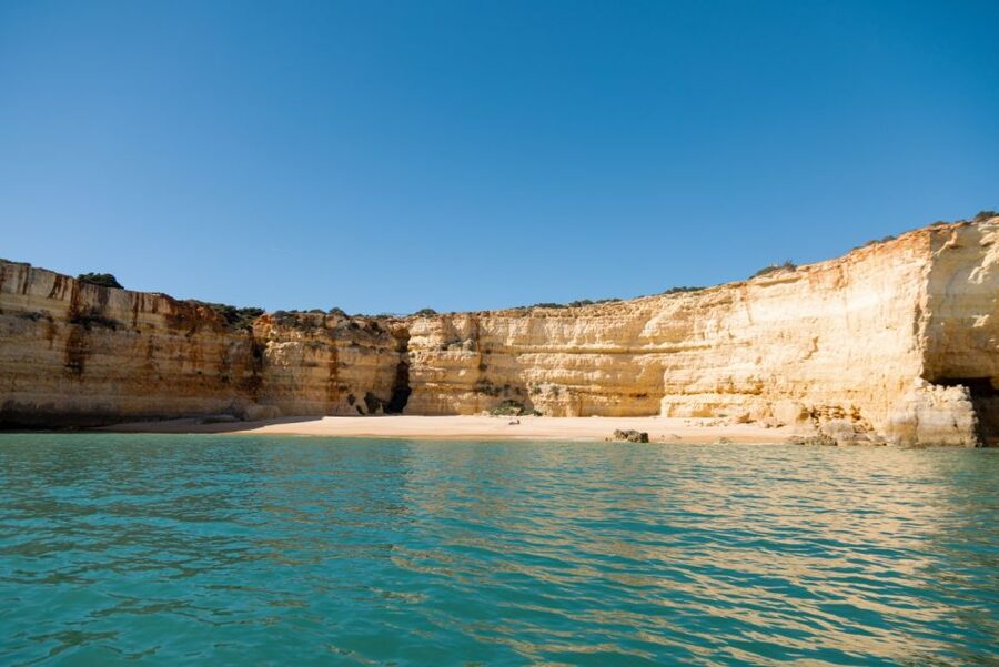 Armação de Pêra: Benagil Caves and Secret Beaches Boat Trip - Praia da Marinha is the scenic centerpiece before Benagil