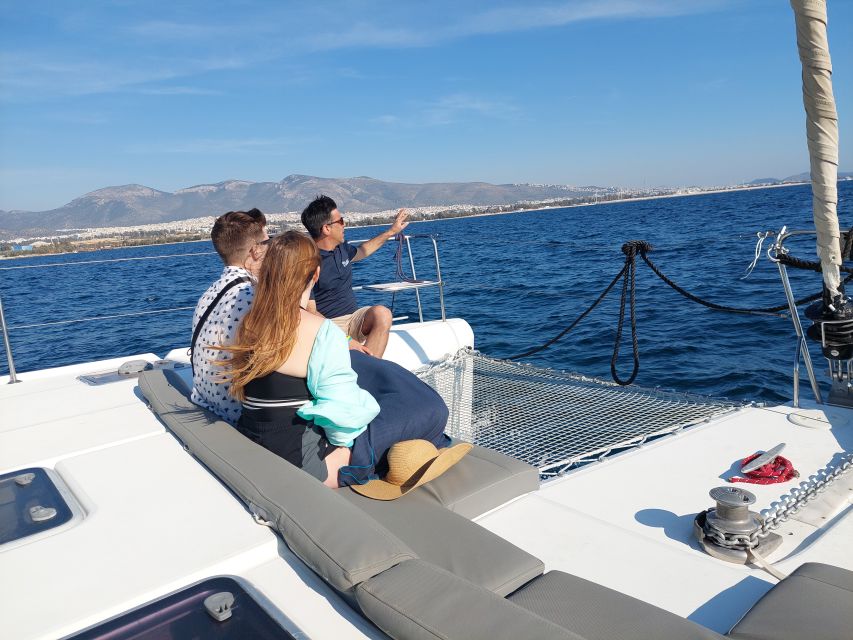 Athens: Catamaran Cruise with Fresh Lunch and Wine - Sailing back toward Alimos Marina
