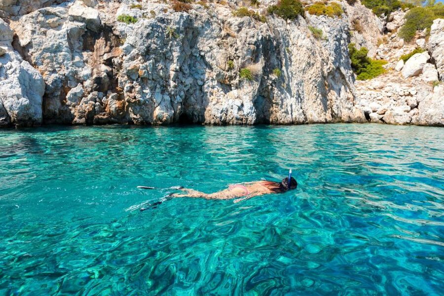 Athens: Islands Swimming Day Cruise. DJ, Lunch & Drinks inc. - Greek lunch on the Saronic Gulf