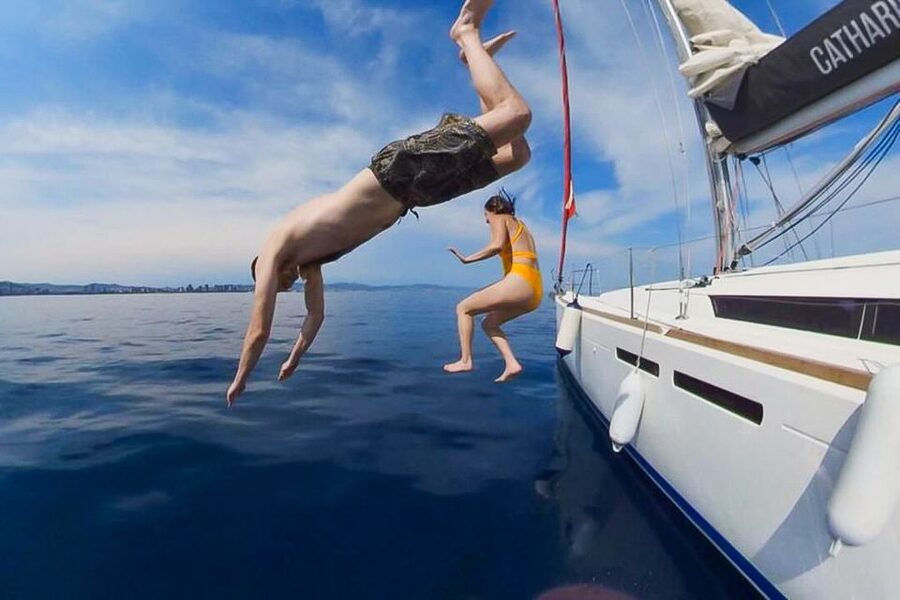 Barcelona: Coastline Boat Trip with Snacks and Cava - The first stretch: settling into the coastline