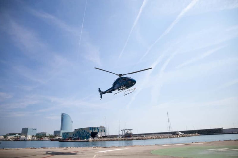 Barcelona: Helicopter Flight & Heliport Boat Transfer - Olympic Port, Agbar Tower, and the coast