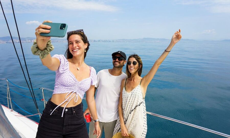Barcelona: Sunset or Day Catamaran Cruise with Tapa & Drink - What the catamaran feels like under way