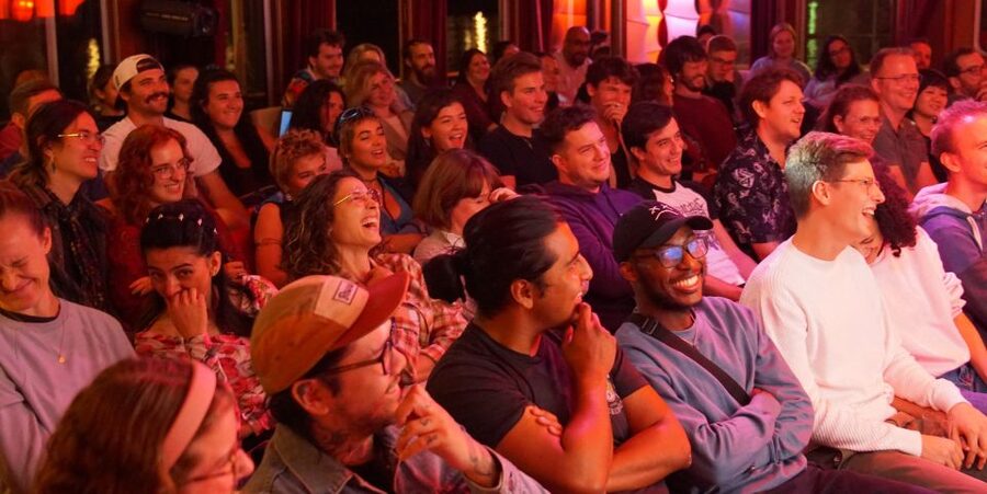 Berlin: Laughing Spree Comedy Show on a Boat - The East Side Gallery before and after the laughs