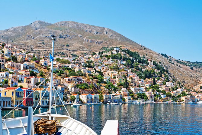 Boat Trip to Symi Island with swimming stop at St George Bay - Arriving in Symi after the swim
