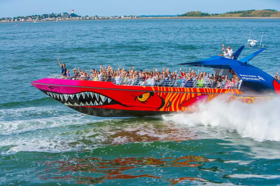 Boston: City Cruises Harbor Codzilla High Speed Thrill Boat - The boat delivers serious power, not a gentle harbor cruise