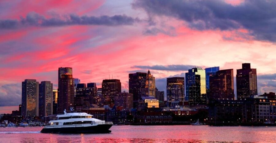 Boston: City Cruises Sunset Skyline Cruise with Commentary - Custom House Tower and the downtown opening