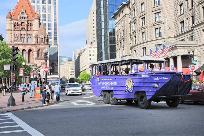 Boston Duck Boat Sightseeing City Tour with Cruise Along Charles River - Back Bay sights, from Copley Square to Newbury Street