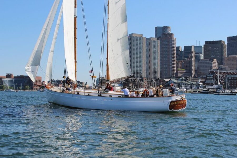 Boston: Harbor Champagne Sunset Sail from Rowes Wharf - The Charleston Navy Yard and waterfront landmarks