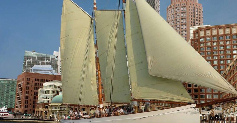 Boston: Harbor Champagne Sunset Sail from Rowes Wharf - Boston Fish Pier and Fan Pier views