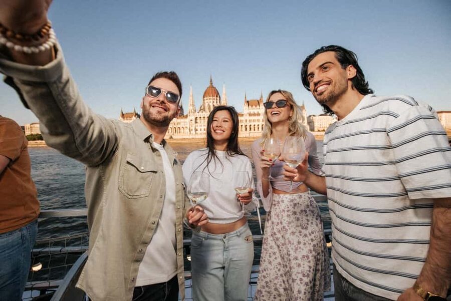 Budapest: Lotus Cruise with Unlimited Aperol and Prosecco - Parliament, bridges and Buda Castle from the open deck