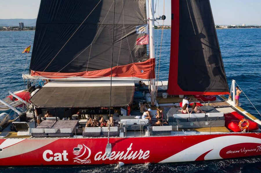 Cambrils: Catamaran Cruise with Drinks and BBQ Lunch Option - The first hour along the Catalonia coast