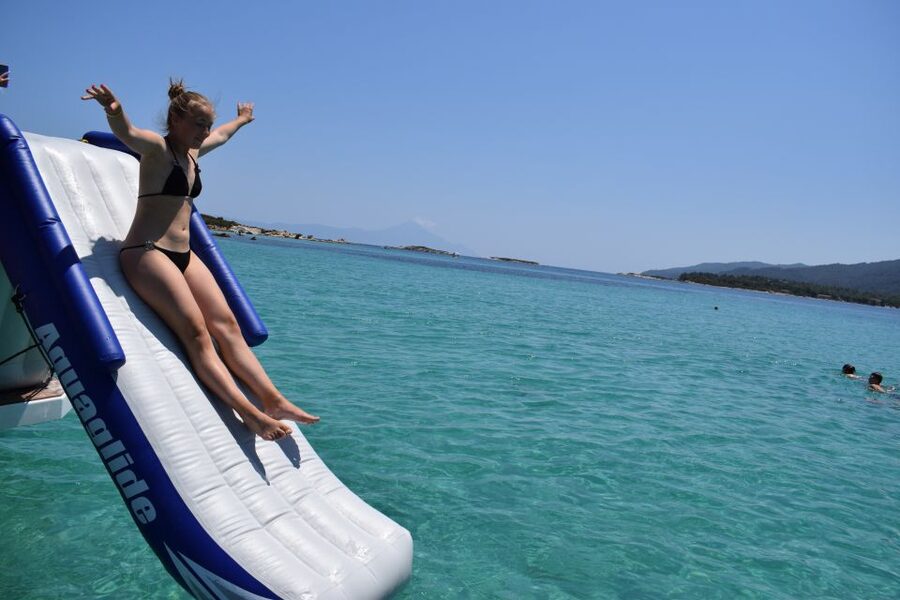 Chalkidiki: Blue Lagoon & Ammouliani Island Cruise & Lunch - Yellow coral beneath the glass-bottom boat