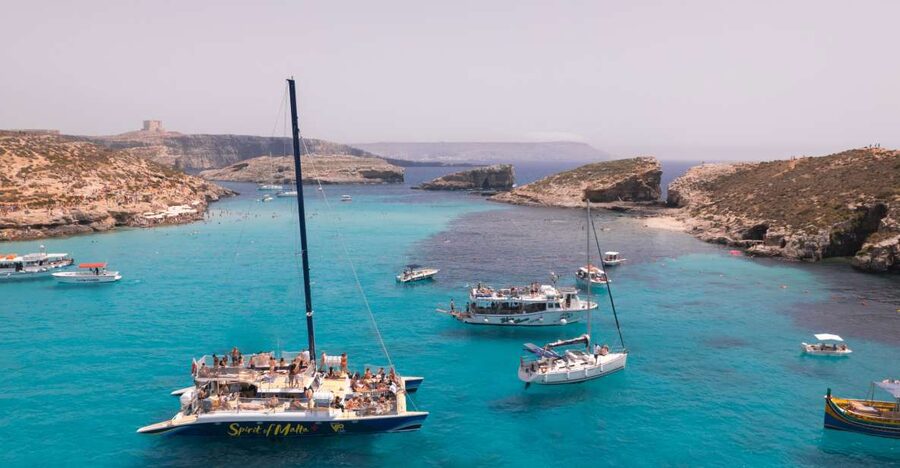 Comino: Blue Lagoon Catamaran Cruise with Lunch and Open Bar - A seven-hour day built around the sea