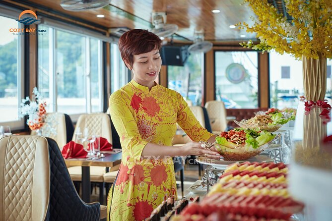 Cozy Bay Halong 5-Star Day Cruise, Buffet, Cave, Kayak, Swimming - Sunset party and the ride back to Hanoi