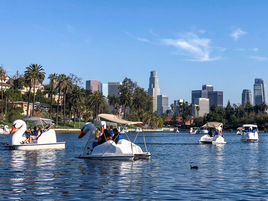 Echo Park Lake: Swan Pedal Boat Rental - Pedaling past the lotus beds and fountain