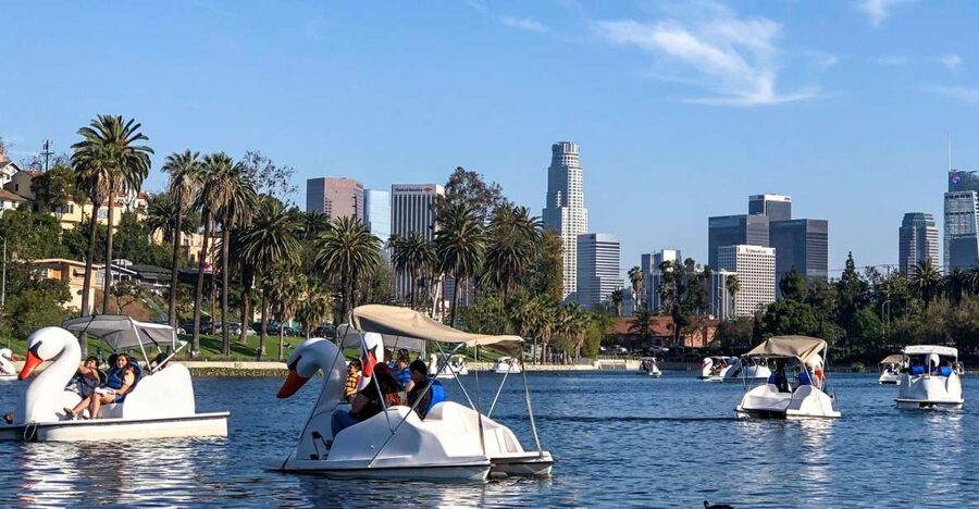 Echo Park Lake: Swan Pedal Boat Rental - Starting with the safety briefing and boat orientation