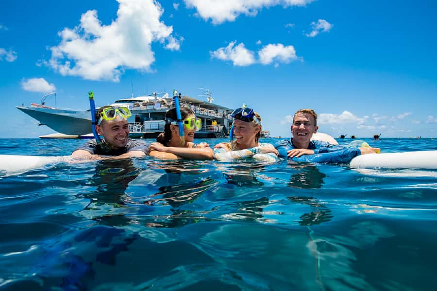From Airlie Beach: Great Barrier Reef Adventure Cruise - Arriving at the Reefworld pontoon
