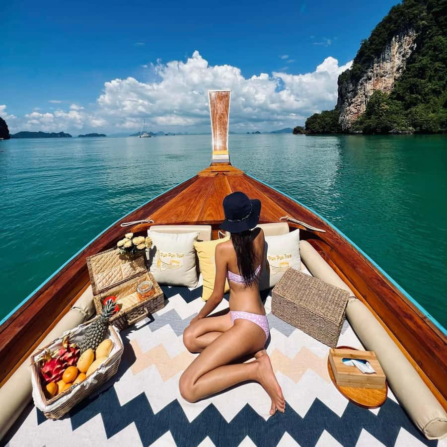 From Krabi : Private Luxury Longtail Boat - Chicken Island and the first swim