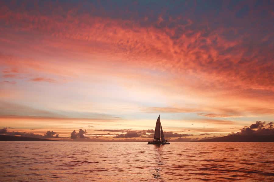 From Ma'alaea: 'Alihilani Sunset Sail Catamaran Tour - Cold appetizers and drinks on board