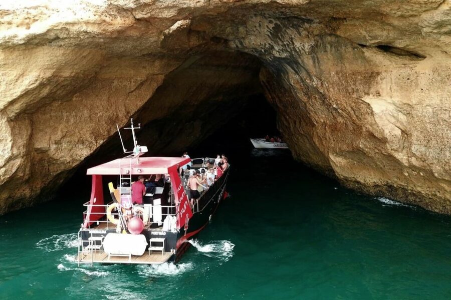 From Portimão: 2-Hour Catamaran Tour to Benagil Caves - Entering Benagil Cave by catamaran