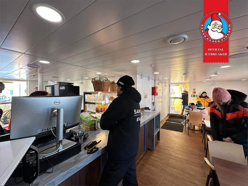 From Rovaniemi: Icebreaker Arktis Cruise with Ice Floating - Walking, fishing, and playing on the frozen bay