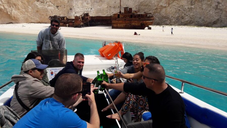 From St.Nikolaos: Boat Cruise to Navagio Beach & Blue Caves - A short cruise with Zakynthos’s biggest coastal sights