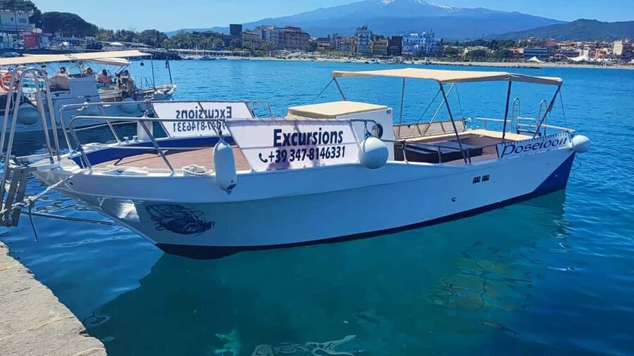 Giardini Naxos: Dolphin Searching Sunset Boat Tour - First views: the Bay of Naxos and Mount Etna