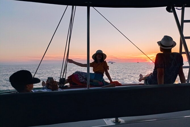 Half-Day Exclusive Catamaran Cruise in Santorini with Meal and Open Bar - Open bar, music, and the social side