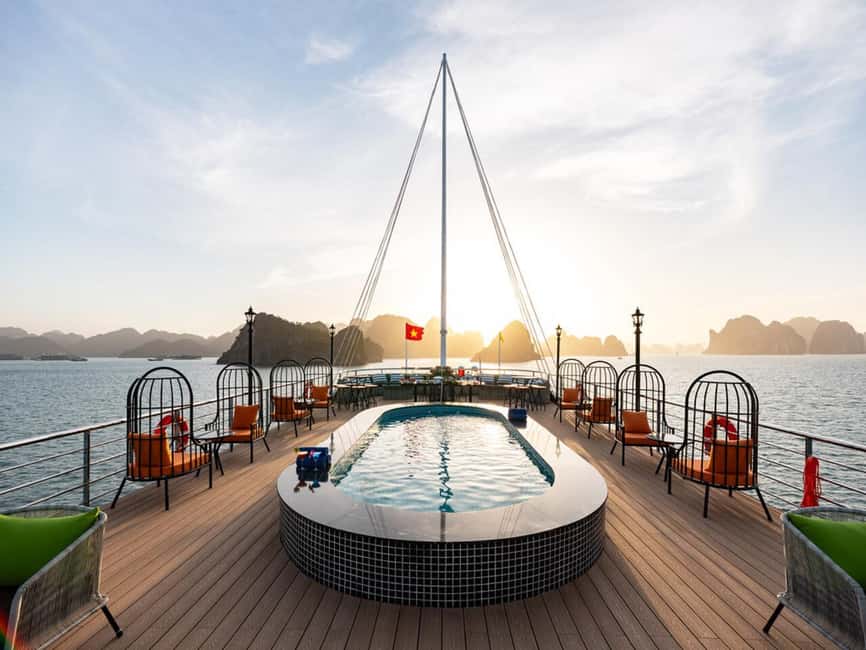 Halong Bay: Luxury Day Cruise w/ Pool, Kayak, Free Transfer - Lunch with limestone views