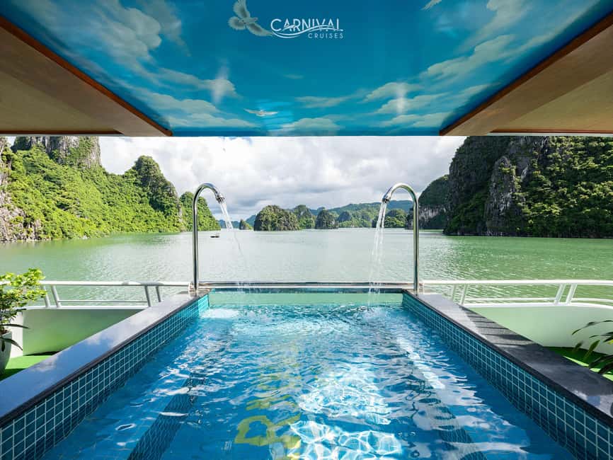 Halong Bay: Luxury Day Cruise w/ Pool, Kayak, Free Transfer - Titop Island for swimming and a viewpoint