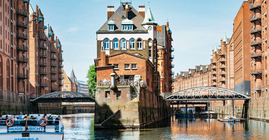 Hamburg: 1.5-Hour Harbor and Speicherstadt Day Cruise - Finding the boat at Überseebrücke