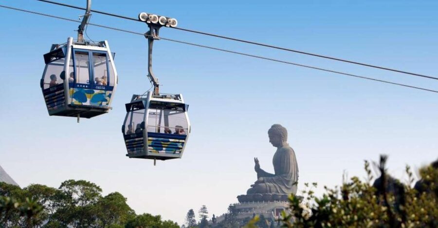 Hong Kong: Dolphin Cruise, Big Buddha & Lantau Island Tour - Taking the Ngong Ping Cable Car back down