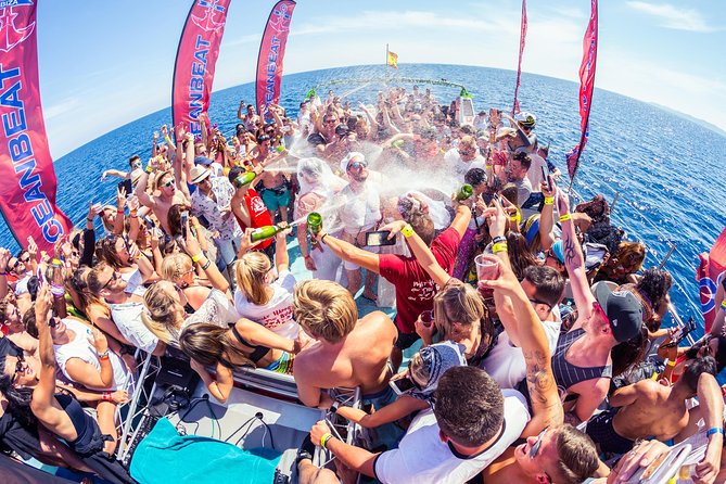 Ibiza Ocean Club Boat Party with 3 Hours Premium Drinks and DJ - Drinks, snacks, and the champagne shower