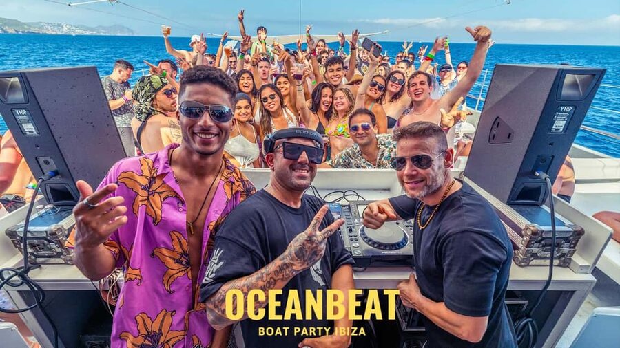 Ibiza: Ocean Club Boat Party with Premium Drinks, Food, & DJ - The swim stop in Ibiza’s turquoise water