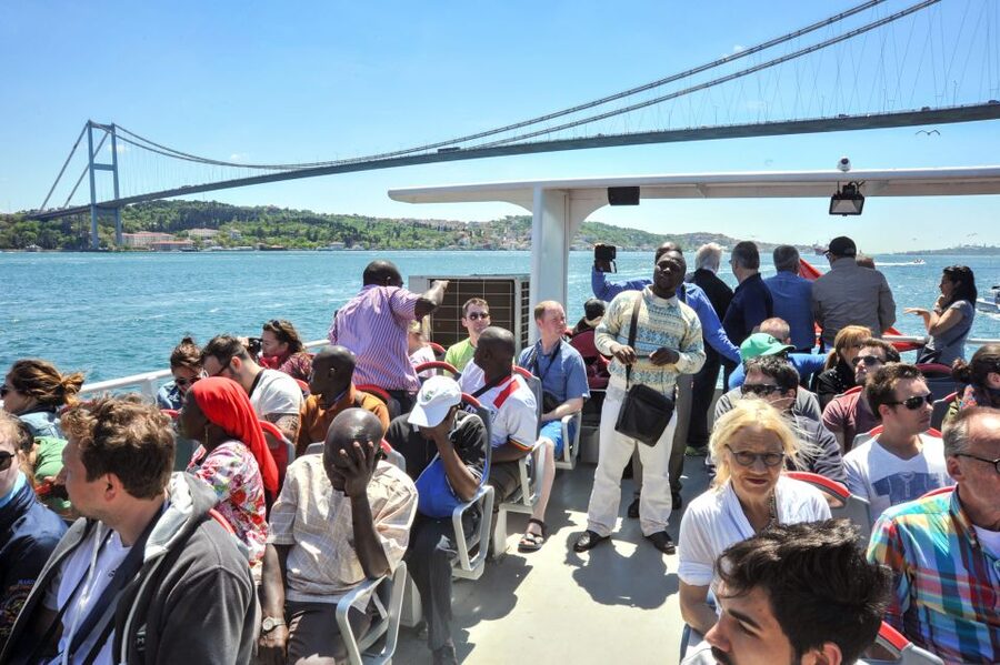 Istanbul: Bosphorus Cruise w/Audio Guide and Sunset Option - Two bridges and the edge of the city