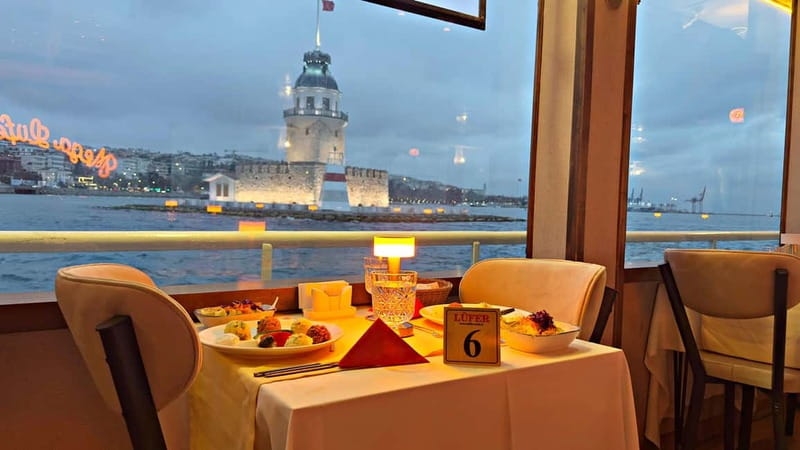 Istanbul: Bosphorus Dinner Cruise & Show with Private Table - The dinner: Turkish meze, fish, grill, and fruit