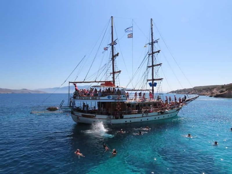 Kos : 3-Island Wooden Ship Cruise w/ Lunch on Captain Hook - Swimming from Captain Hook at Platy
