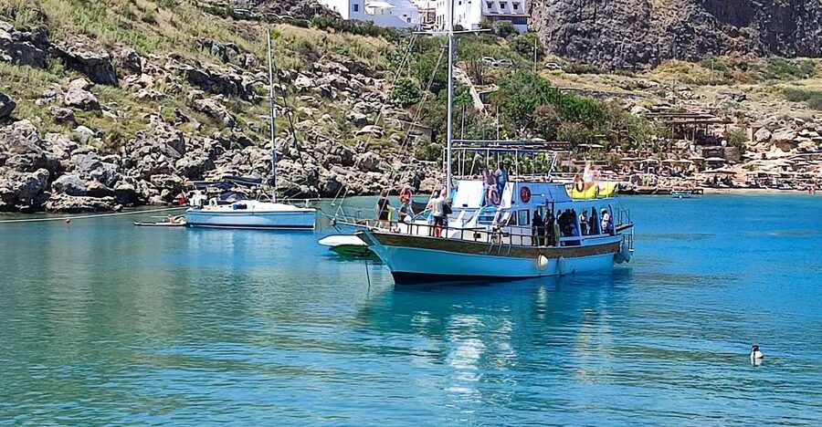 Lindos: Rhodes South-East Coast Cruise with Swim Stops - Greek lunch without the buffet scramble
