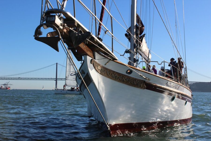 Lisbon: Daylight or Sunset on a Vintage Sailboat - Sailing past the Discoveries Monument