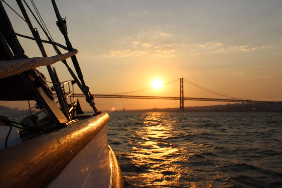 Lisbon: Daylight or Sunset on a Vintage Sailboat - Belém Tower from the river