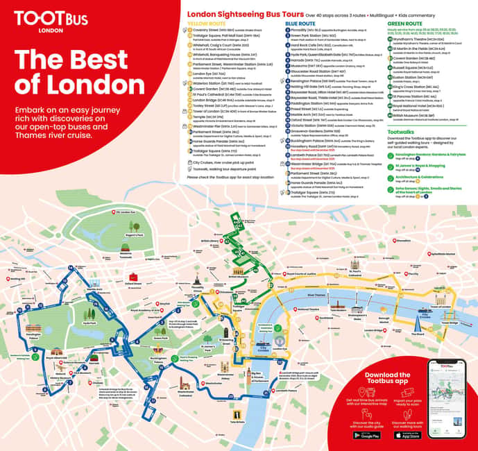 London: Tootbus Hop-on Hop-off (Optional River Cruise) - Green Route: check the timetable before you rely on it