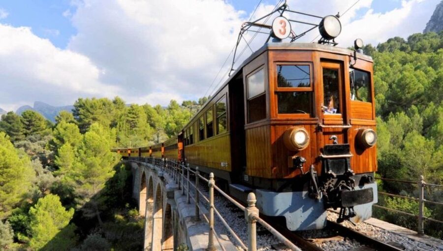 Mallorca: Island Tour with Boat, Train, and Hotel Transfer - The wooden tram through Sóller’s orange country